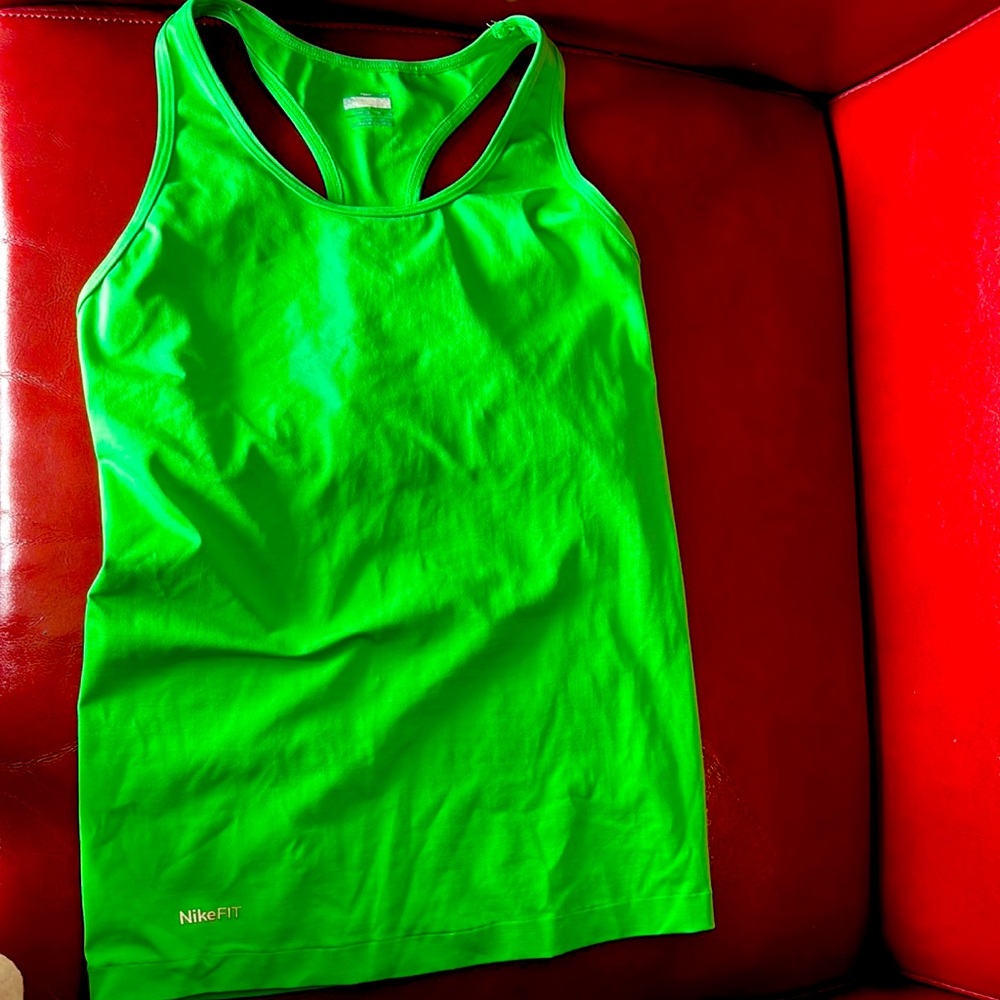 Bright green Nike workout top, built in bra!